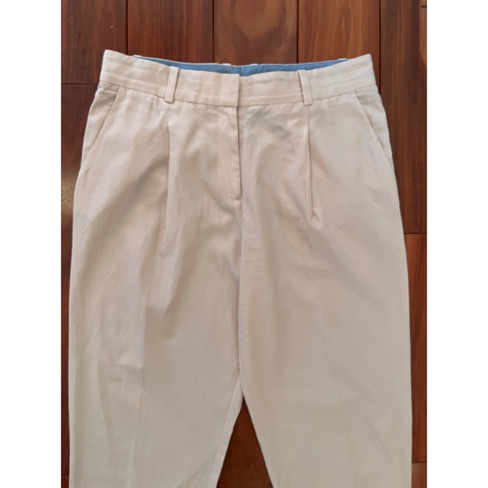 COS Peach Cupro Cotton Pleated Tapered Trousers Cuffed Pants Womens 6 - Picture 6 of 10